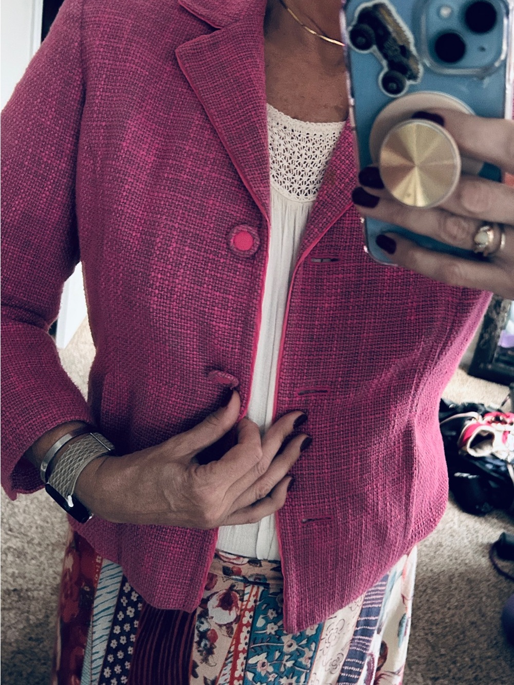 Sigrid Olsen Fuchsia Tweed Blazer 12